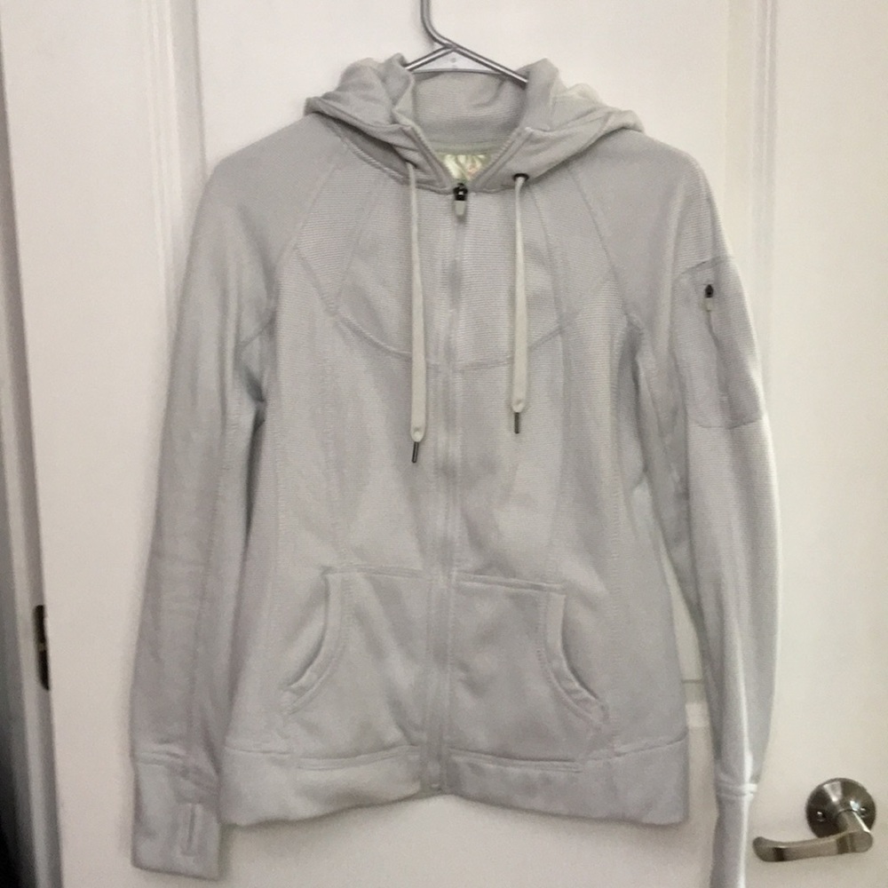 tangerine gray and white striped athletic jacket